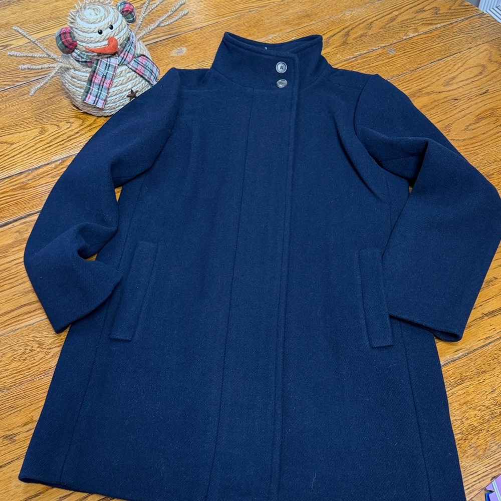 J. Crew Navy Blue wool zip front jacket.  New with tag. Size 2.